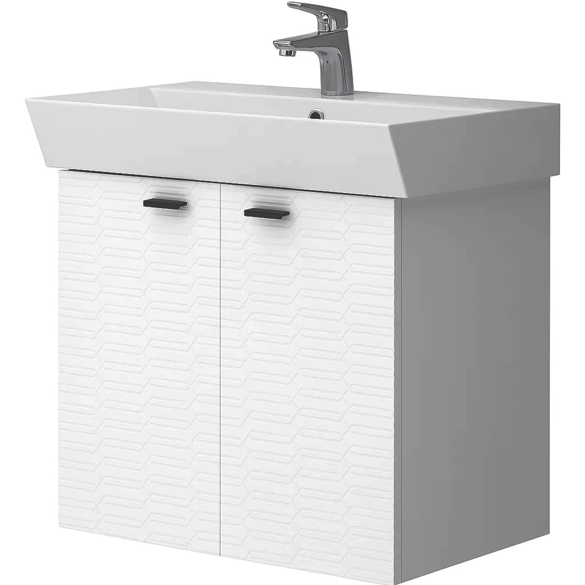 484060W Flow Тумба 60 з умивальником та ручками, білий матовий (1 сорт)