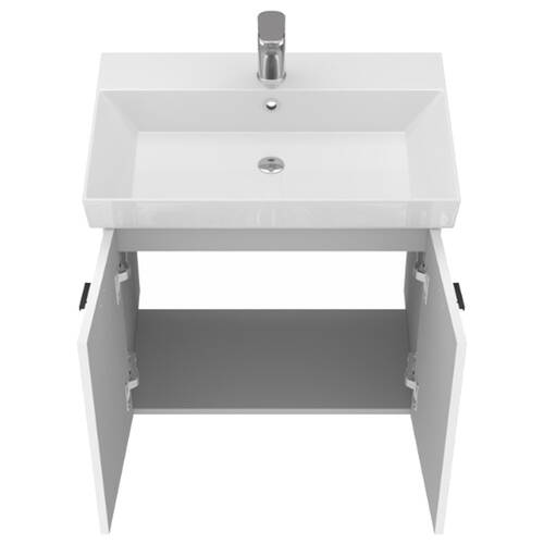 Тумба Devit Flow 484060W 60 см з умивальником та ручками, білий матовий, фото 5