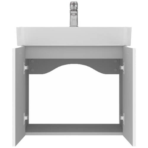 Тумба Devit Flow 484060W 60 см з умивальником та ручками, білий матовий, фото 4