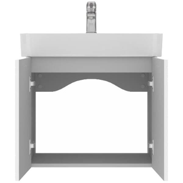 Тумба Devit Flow 484060W 60 см з умивальником та ручками, білий матовий, фото 4