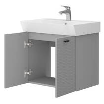 Тумба Devit Flow 484060G 60 см з умивальником та ручками, сірий матовий, фото №3