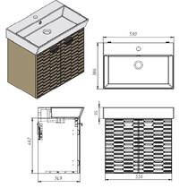 Тумба Devit Flow 484060G 60 см з умивальником та ручками, сірий матовий, фото №6