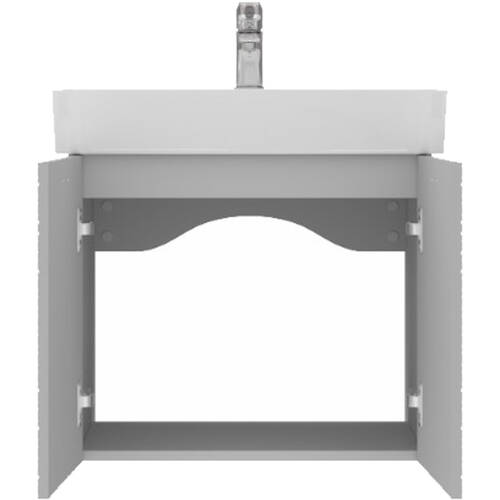 Тумба Devit Flow 484060G 60 см з умивальником та ручками, сірий матовий, фото 4