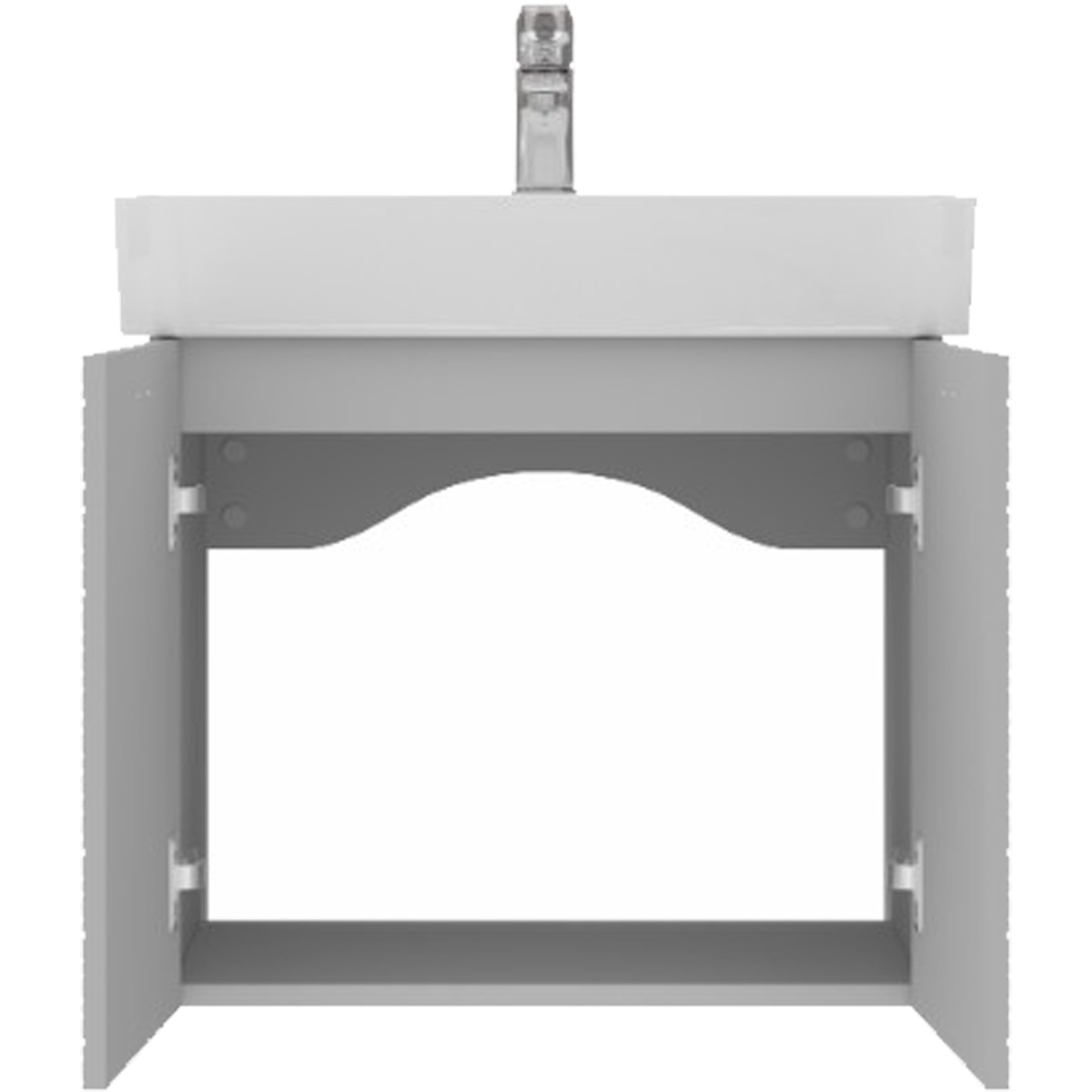 484060G Flow Тумба 60 з умивальником та ручками, сірий матовий (1 сорт)
