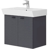 Тумба Devit Flow 484060A 60 см з умивальником та ручками, антрацит матовий, фото №2