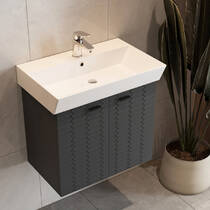 Тумба Devit Flow 484060A 60 см з умивальником та ручками, антрацит матовий, фото №7