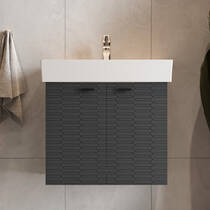 Тумба Devit Flow 484060A 60 см з умивальником та ручками, антрацит матовий, фото №6