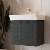 Тумба Devit Flow 484060A 60 см з умивальником та ручками, антрацит матовий, фото №1