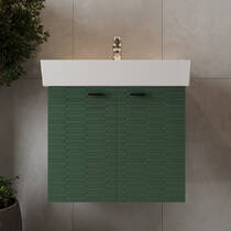 Тумба Devit Flow 484060E 60 см з умивальником та ручками, смарагдовий матовий, фото №7