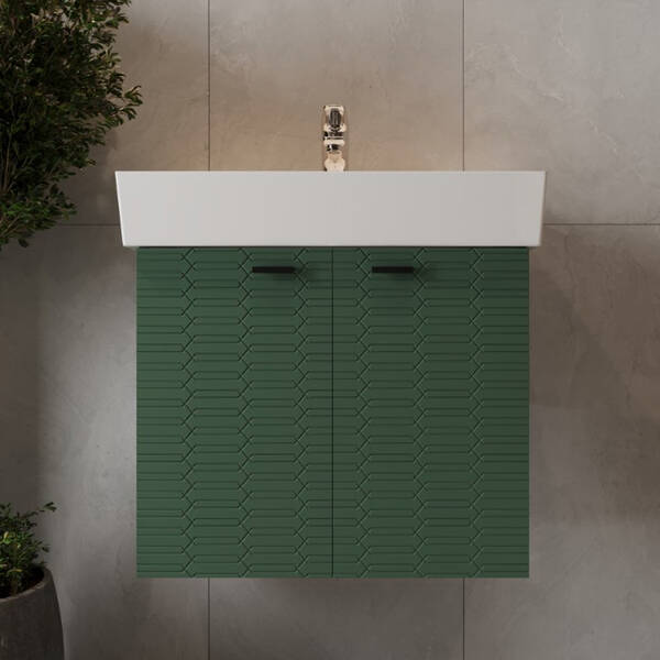 Тумба Devit Flow 484060E 60 см с умывальником и ручками, изумрудный матовый, фото 7