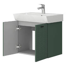 Тумба Devit Flow 484060E 60 см з умивальником та ручками, смарагдовий матовий, фото №3