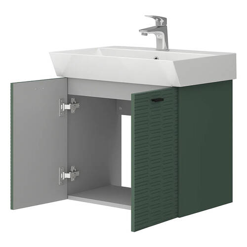 Тумба Devit Flow 484060E 60 см с умывальником и ручками, изумрудный матовый, фото 3