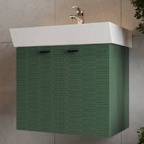 Тумба Devit Flow 484060E 60 см з умивальником та ручками, смарагдовий матовий, фото №1