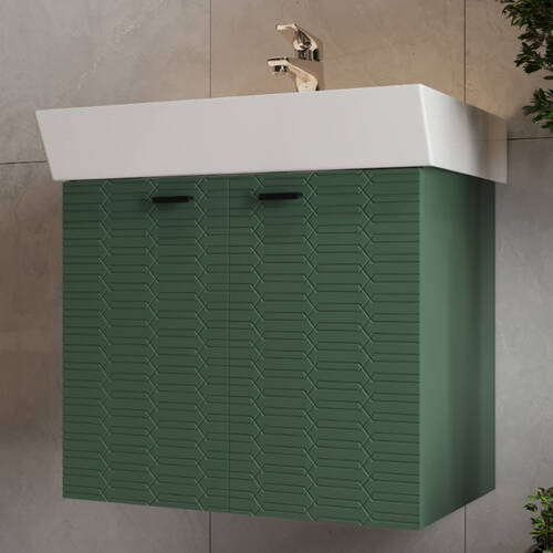 Тумба Devit Flow 484060E 60 см с умывальником и ручками, изумрудный матовый, фото 1