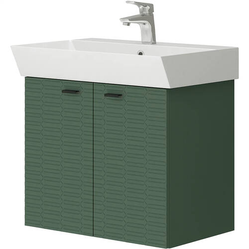 Тумба Devit Flow 484060E 60 см с умывальником и ручками, изумрудный матовый, фото 2