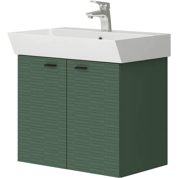 Тумба Devit Flow 484060E 60 см с умывальником и ручками, изумрудный матовый, фото 2
