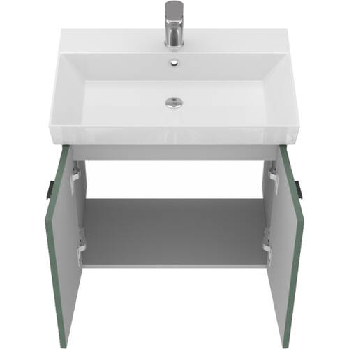 Тумба Devit Flow 484060E 60 см с умывальником и ручками, изумрудный матовый, фото 5