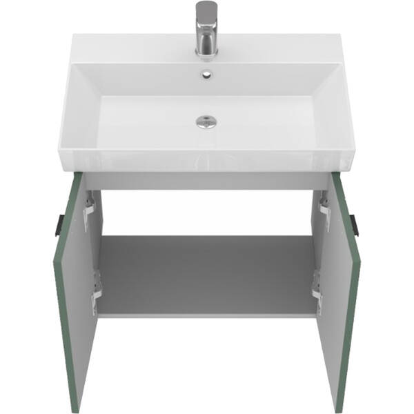 Тумба Devit Flow 484060E 60 см с умывальником и ручками, изумрудный матовый, фото 5