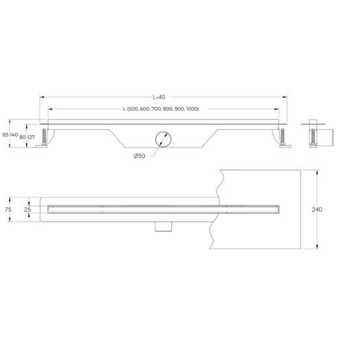 Душовий канал Devit Universal UN7033C 70 з нержавіючої сталі, з сифоном і декоративною накладкою, з горизонтальним виводом, хром, фото 5
