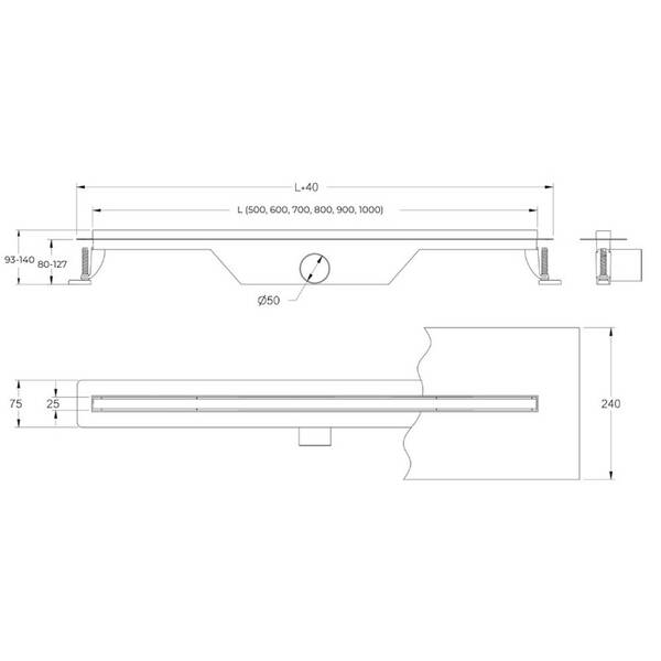 Душовий канал Devit Universal UN7033C 70 з нержавіючої сталі, з сифоном і декоративною накладкою, з горизонтальним виводом, хром, фото 5