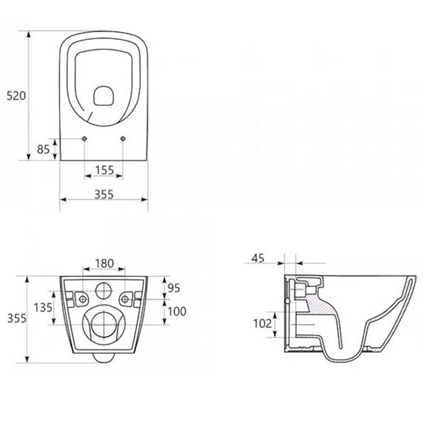 Унітаз підвісний Cersanit City Pro Vortex S701-884 СЕТ C200 з тонким дюропластовим сидінням, білий, фото 3