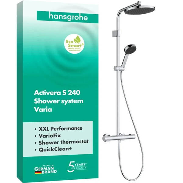28078000 HG Activera S Душова система Showerpipe 240 1jet EcoSmart з Ecostat Fine Varia, хром — фото 3