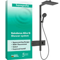 Душевая система Hansgrohe Raindance Alive Q 210/340 1jet с ShowerSelect Comfort 24580340 черный матовый хром, фото №2