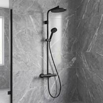 Душевая система Hansgrohe Activera S 240 1jet EcoSmart 28078670 с термостатом Ecostat Fine Varia, черный матовый, фото №1
