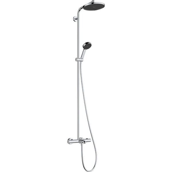 28871000 HG Activera S Душова система Showerpipe 240 1jet EcoSmart з термостатом на ванну Ecostat Fine, хром