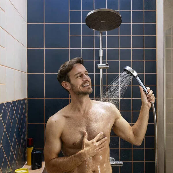 28871000 HG Activera S Душова система Showerpipe 240 1jet EcoSmart з термостатом на ванну Ecostat Fine, хром — фото 4