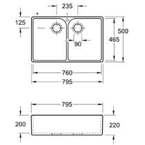 Мойка кухонная Villeroy & Boch Farmhouse 90 X 638002R1 двойная, белый, фото №2