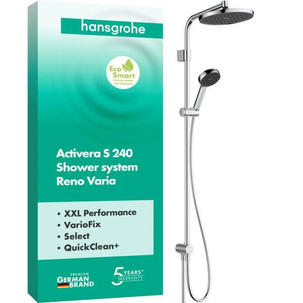 28074000 HG Activera S Душова система Showerpipe 240 1jet EcoSmart Reno Varia, хром — фото 3