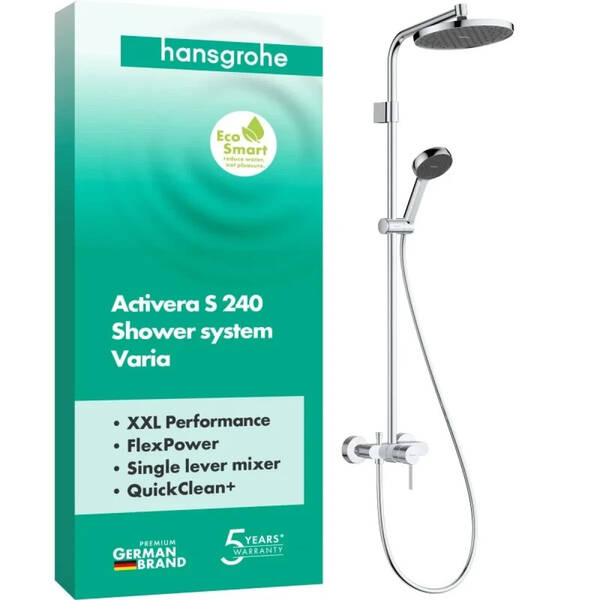 Душова система Hansgrohe Activera S 240 1jet EcoSmart Varia 28875000 хром, фото 2