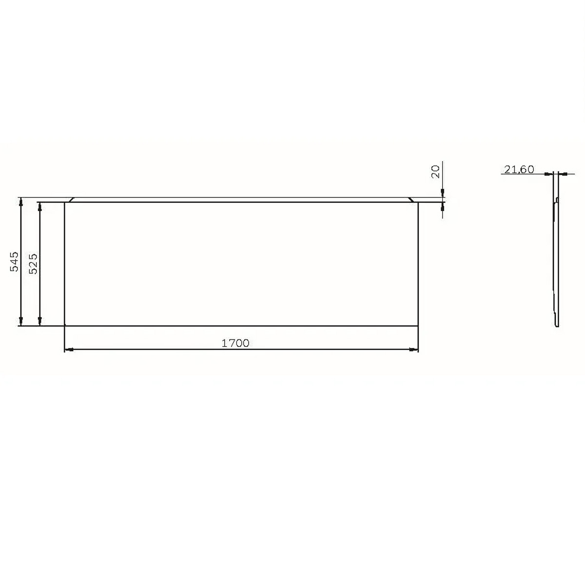 W72UA-170-070W-P1 Панель фронтальна для ванн Spirit, X-joy 170х70, біла (1 сорт)