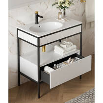 Шкафчик с ящиком Cersanit Zen 80 FZZW1012381564/S1001-003 для установки на металлическую консоль, кашемир, фото №4