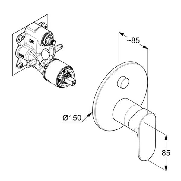 Смеситель скрытого монтажа для ванны/душа Kludi X1 327590575 хром (наружная часть), фото 3