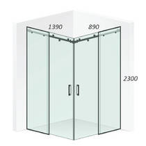 Душова кабіна Liberta Dortmund 139х89 см профіль чорний мат, скло прозоре, із захисним покриттям, без піддону, фото №2