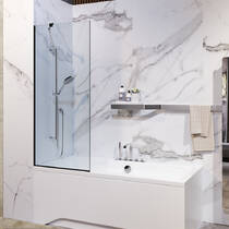 Шторка для ванни Liberta Leverk 150х70 см профіль чорний мат, скло прозоре, ліва/права, фото №1