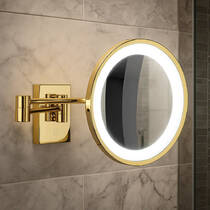 Косметичне дзеркало Decor Walther 0124220 з LED-підсвічуванням та збільшенням 10х, золото глянець, фото №1