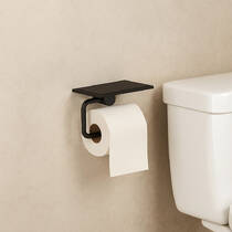 Держатель для туалетной бумаги Kludi Vela R 58971N2 с полкой, цвет brushed Gunmetal, фото №1