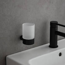 Склянка Kludi Vela R 58975N2 з тримачем, колір Brushed Gunmetal, фото №1