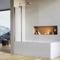 Шторка для ванны Ronal Solino SOEB130905007 150х90 см профиль хром, стекло прозрачное, универсальное, фото №1