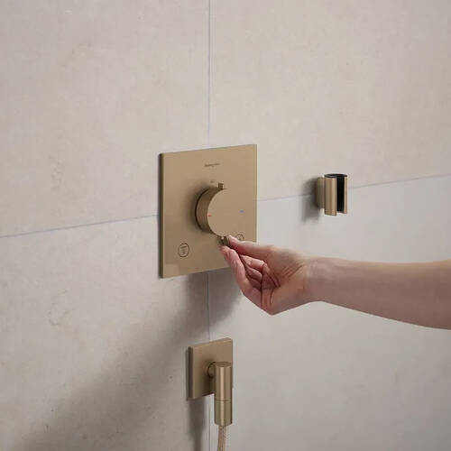 Змішувач прихованого монтажу для душу Hansgrohe Ecostat Comfort E 33711140 з термостатом, бронза матовий, фото 4