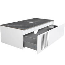 Тумба для раковины Аква Родос Манхэттен 100 см консольная белый мат со столешницей Namibia Black, фото №6