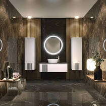 Тумба для раковины Аква Родос Манхэттен 100 см консольная белый мат со столешницей Namibia Black, фото №1