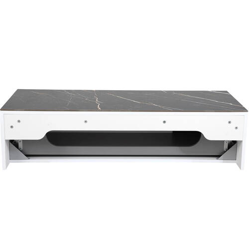 Тумба для раковины Аква Родос Манхэттен 120 см консольная белый мат со столешницей Namibia Black, фото 9