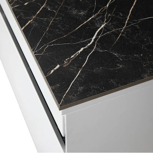 Тумба для раковины Аква Родос Манхэттен 120 см консольная белый мат со столешницей Namibia Black, фото 8