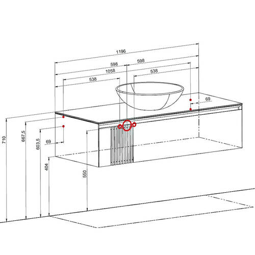 Тумба для раковины Аква Родос Манхэттен 120 см консольная белый мат со столешницей Namibia Black, фото 3