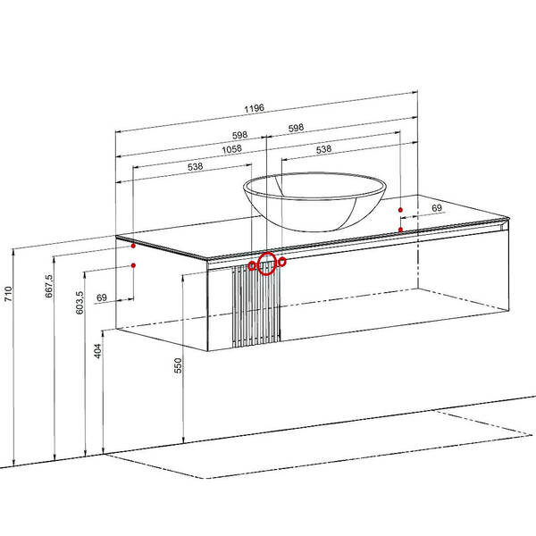 Тумба для раковины Аква Родос Манхэттен 120 см консольная белый мат со столешницей Namibia Black, фото 3
