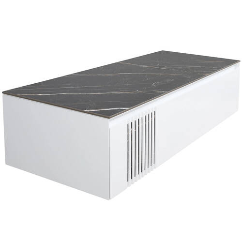 Тумба для раковины Аква Родос Манхэттен 120 см консольная белый мат со столешницей Namibia Black, фото 2